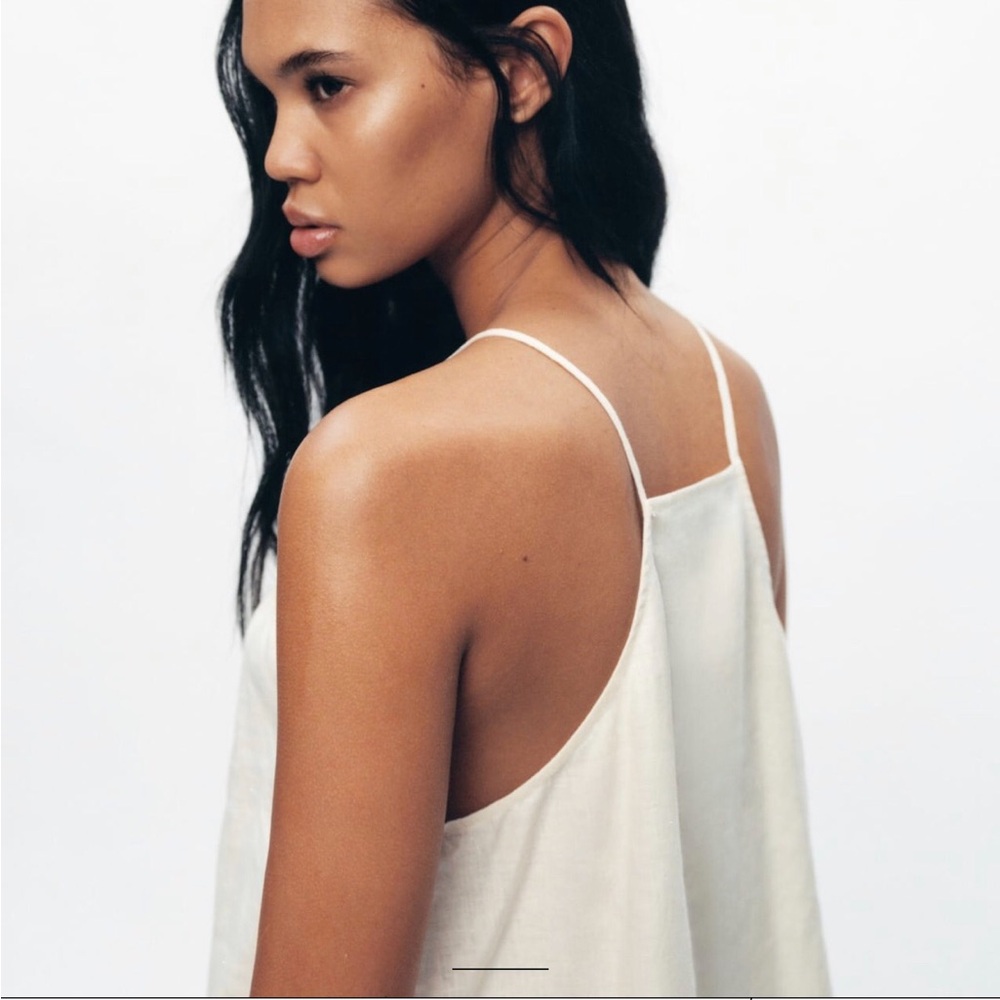 ZARA NWT STONE LINEN TOP - Picture 3 of 10